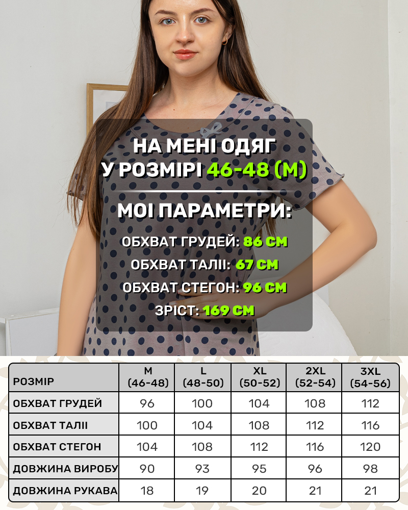 Ночная рубашка ГОРОХ 46-56 цвет: серый - 5