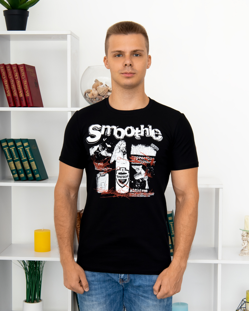 Футболка однотон Smoothie, 46 - 52 цвет: чёрный - 2