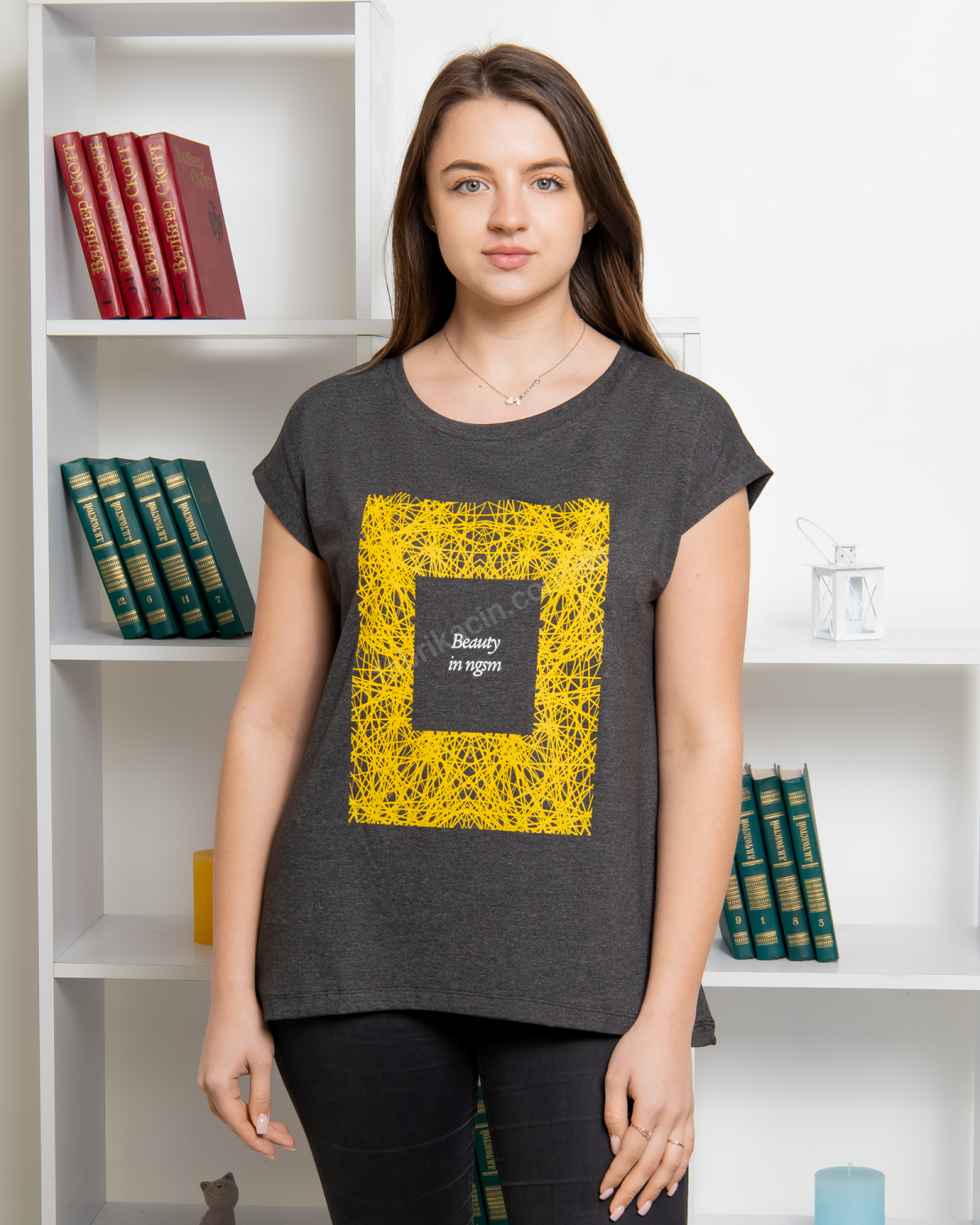 Футболка Beauty хлопковая р-р: 42/XS; 44/S; 46/M; 48/L; 50/XL цвет: графит - 1