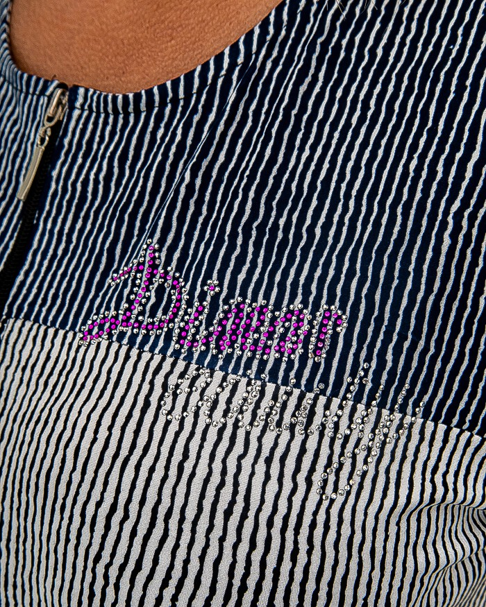 Халат полоска стразы на змейке 54 - 62, цвет: синий - 7