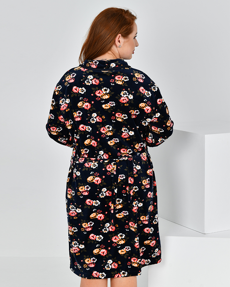 Халат велюровый р-р: 58; 60; 62; 64; 66 цвет: синий - 3