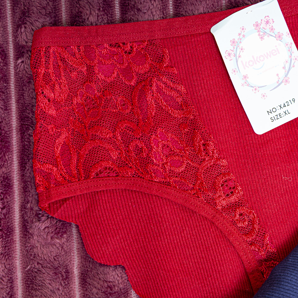 Труси в рубчик з мереживом р-р: 50; 52; 54 колір: бордовий - 2