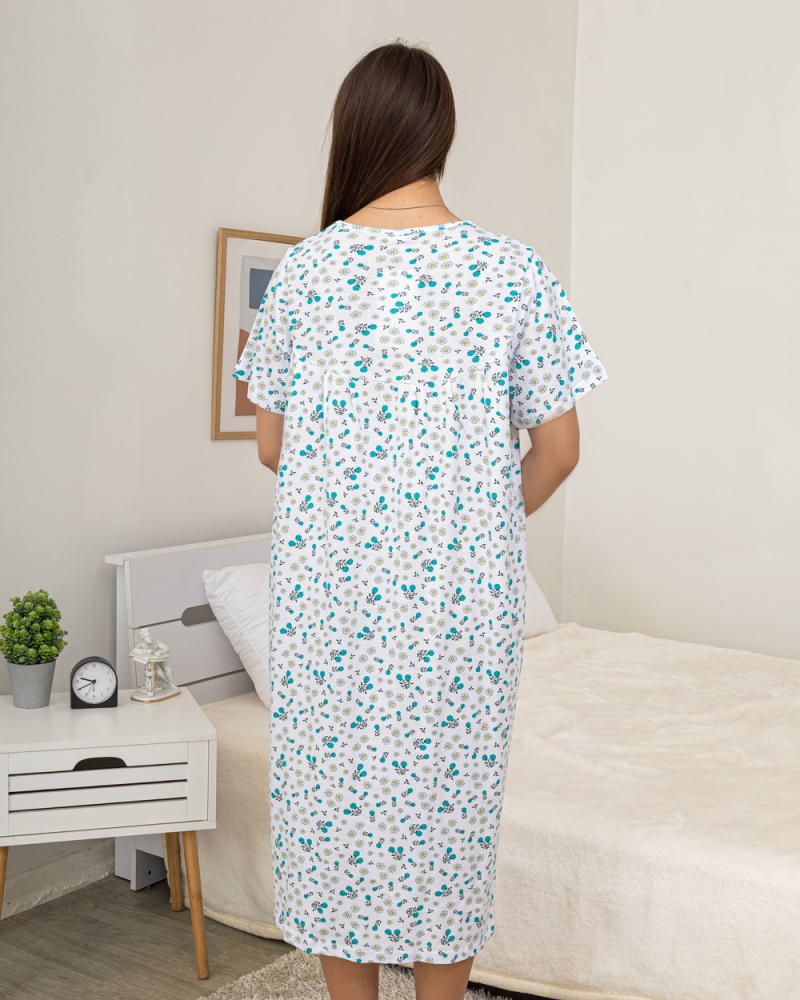 Нічна сорочка-ночнушка р-р: 48-58 колір: білий-зелений - 3