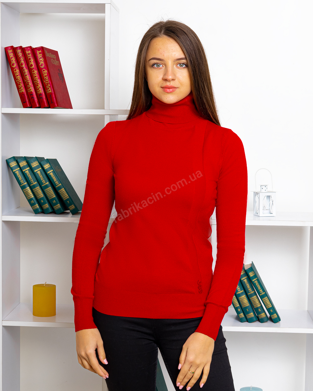 Гольф полоска с пуговицами 44 - 50, цвет: красный - 1