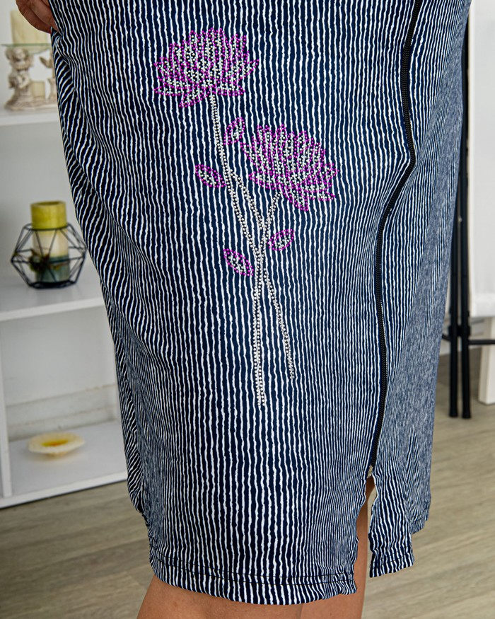 Халат полоска стразы на змейке 54 - 62, цвет: белый - 6