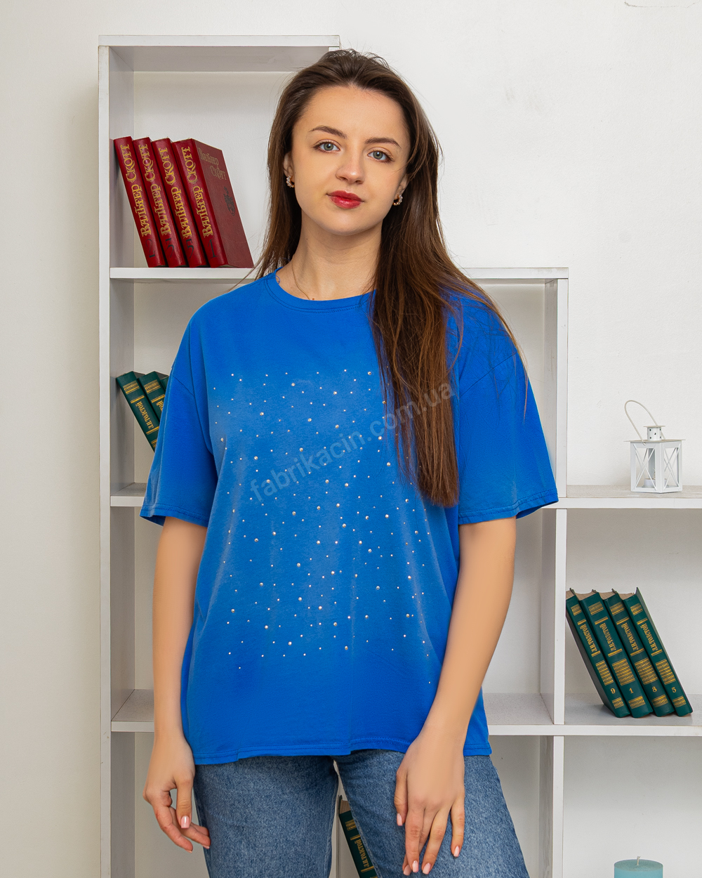 Футболка со стразами OneSize цвет: електрик - 1