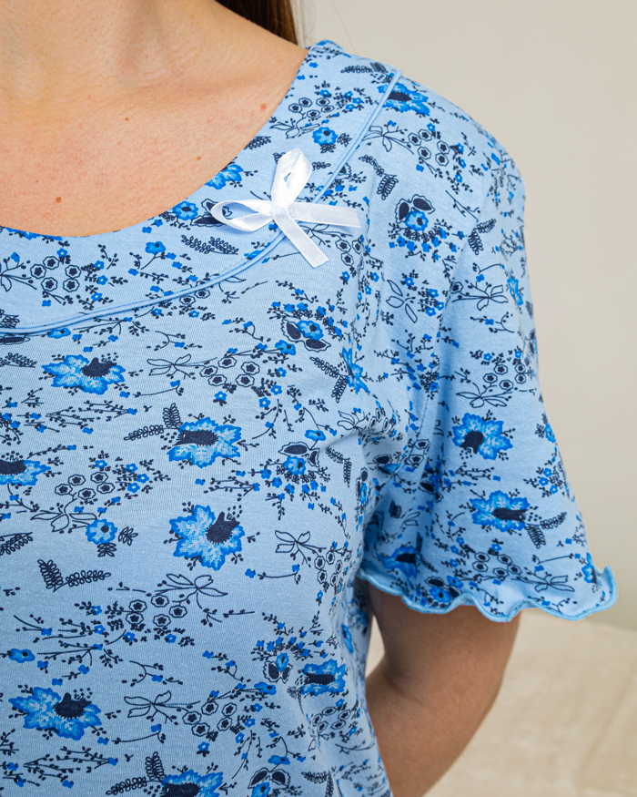 Ночная рубашка цветочки 48-52 цвет: васильковый - 4