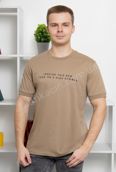 Футболка батал INSPIRE р-р: M; L; XL; 2XL; 3XL   цвет: бежевый