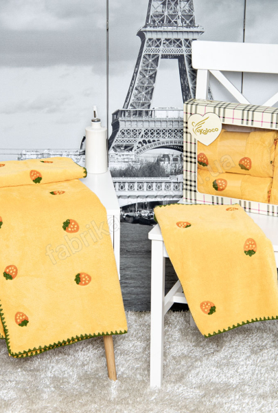 Набор полотенец для бани,лица и кухни  Фрукты  70 х 140, 45 х 90, 35 х70, цвет: жёлтый