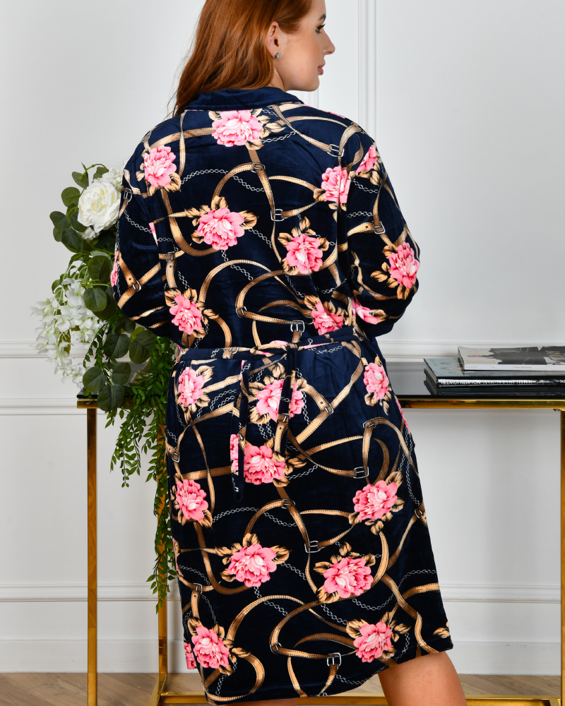 Халат велюровый ПИОН р-р: 58; 60; 62; 64; 66 цвет: синий - 3