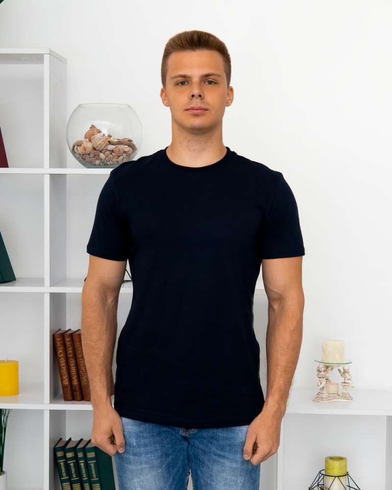 Футболка однотон BEKI, р-р: 46-48-50-52-54-56 цвет: синий - 2