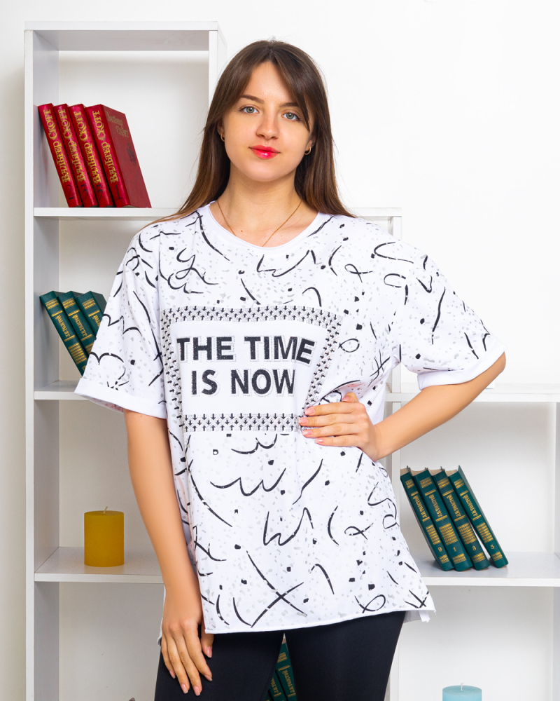 Футболка The Time зі стразами OneSize колір: білий - 2