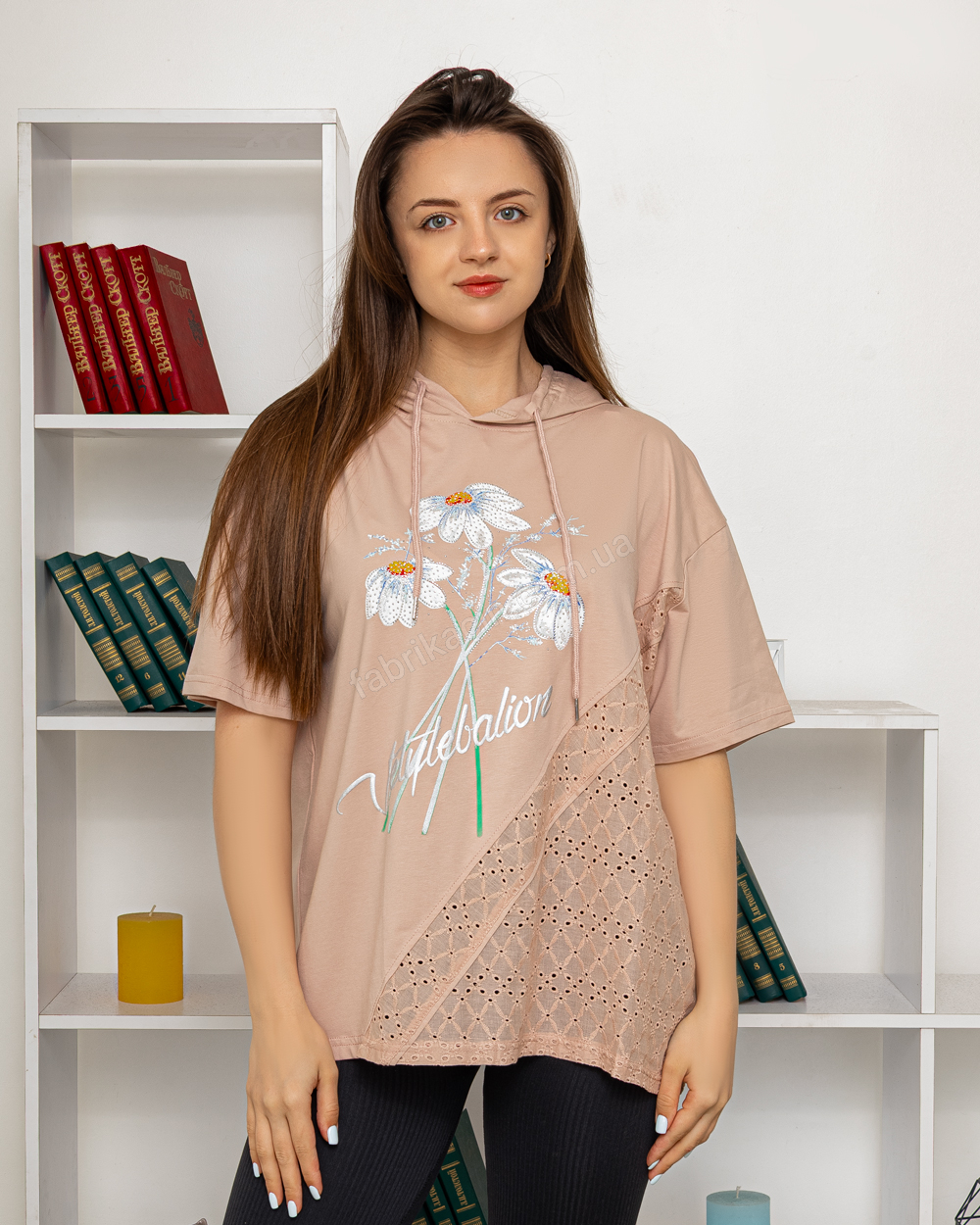 Футболка з капюшоном OneSize колір: бежевий - 1