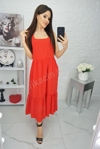 Платье, сарафан, волан 1128 р-р: 42 - 44 цвет: красный